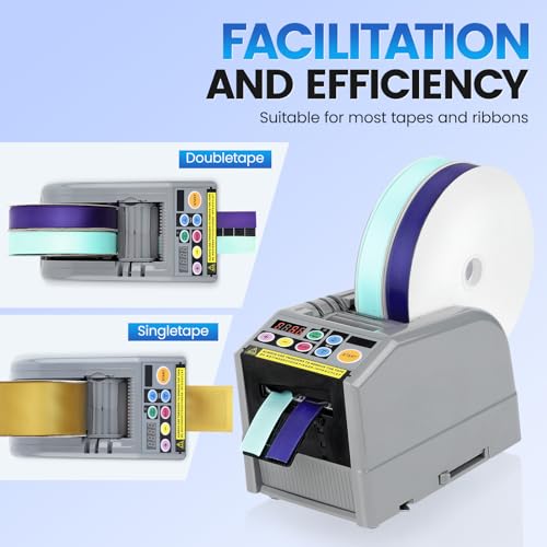 Ribbon Cutting Machine, Automatic Tape Dispenser 39.9 Inches Max Cut Length, Dual Manual and Auto Modes, Precision Cutting for Home, Business, School, Restaurant, Warehouse, Gift Wrapping