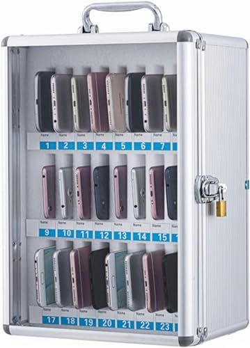 CZHIXG Aluminum Alloy Clear Cell Phones Storage Cabinet Pocket Chart Storage Locker Box with Handle for Office Classroom (24 Slots)-1
