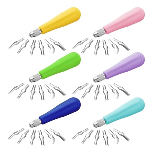 Cwmiibili 6Pack Craft Linoleum Cutter Kit Carving Tools Assortment Linocut Tools Block Cutters for Block Printing, Assorted Color