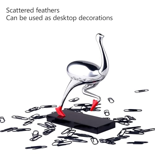 Ostrich Magnetic Paperclip Holder Desktop Decoration Paper Clip Dispenser Suitable for Office Paper Clip Storage Binder Clip Holder(Black)