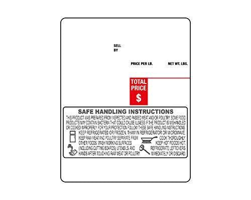 Digi/NBI Scale Label with Safe Handling Instructions, UPC, 60mm x 80mm (2.362x3.150 inches), 580 Labels Per Roll Fits Many Printers, Digi and NBI Scales. Made in USA. DL-1265 (12 Rolls)