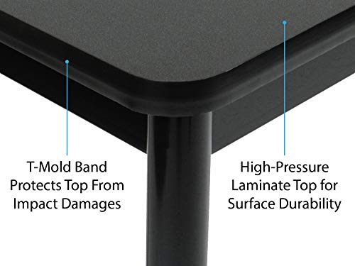 Correll LT2448-07 Lab Table, 36" Standing / Stool Height, 24" x 48" Black Granite High-Pressure Laminate Top with Black Frame , Rock Solid Commercial Quality