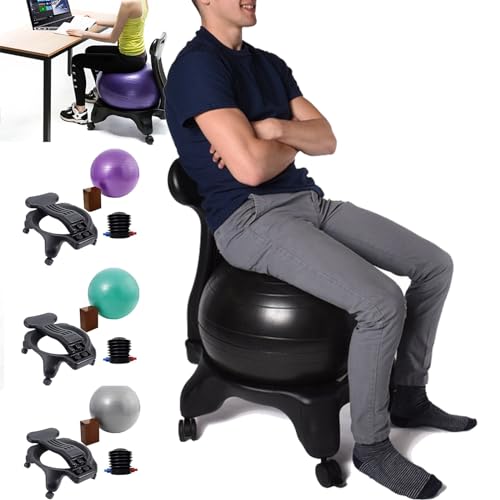 YXCUSAM Fitness Ball Chair, Ergonomic Fitness Ball Stool, Adult/Pregnant Woman Yoga Ball Chair, Suitable for Home, Gym