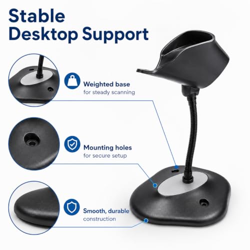 Chanjunovire Barcode Scanner Stand Holder Compatible with Zebra Symbol DS2208 DS2278 DS4308 DS4608 DS8108, Adjustable Desktop Scanner Holder for Hands-Free Scanning. (1pcs)