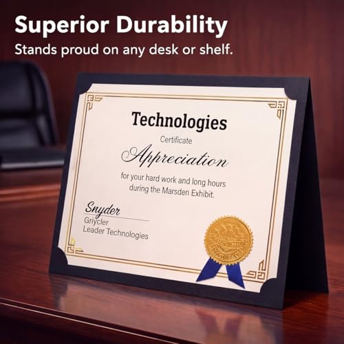 PaperDirect Simple Foil Custom Certificate Jackets, Black, Gold Embossed Foil, Personalized Certificate Holders, Schools, Businesses, Awards, Diplomas & Professional Recognition, 50 Count