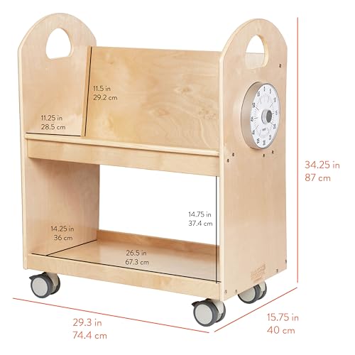 Back2School Express Mobile Wooden Book Cart with Countdown Timer, Natural