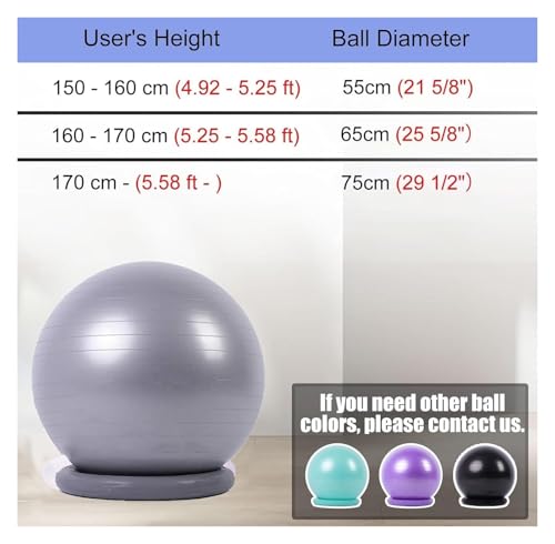 Yoga Ball Chair,Yoga Ball，Exercise Ball, Yoga Ball Chair Workout Ball Chair for Yoga/Fitness Stability Ball Chair for Office Home Classroom Pregnancy Ball Seat with Pump Relieve(Diameter 55cm ( 21 5/8