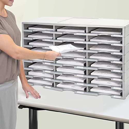 Storex 30-Compartment Literature Organizer, 31.38 x 14.13 x 25.5 Inches, Gray (61418U01C)