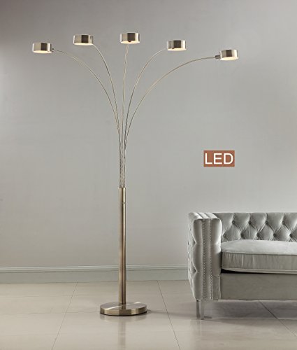 Artiva USA LED207901AB Micah Modern Micah 88" LED 5-Arch Floor Lamp, Antique Satin Brass