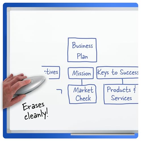 Mead Dry Erase White Board, 48" x 36" Magnetic Whiteboard for Horizontal or Vertical Mount, White/Silver (SM85357)