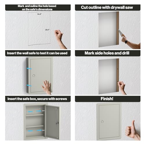 POCHAR In Wall Safe Lock Box with Disguise Sticker for Home, Office