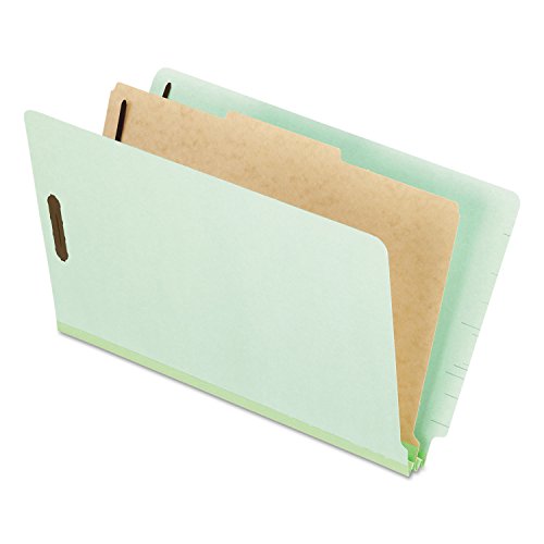 Pendaflex Pressboard End-Tab Classification Folders, Legal Size, 1 Divider, 2.5" Expansion, Light Green, Straight Cut, 10/BX (23314)