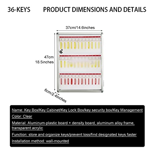 Small Transparent Viewing Wall-Mounted Key Cabinet, Key Management(36-keys)