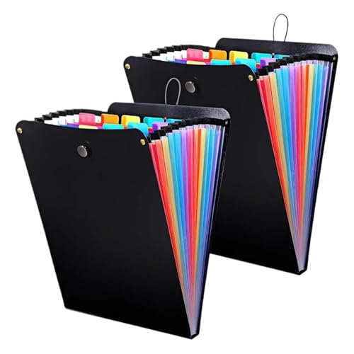Expandable Accordion Filing Folders 2 Pcs Expanding File Folder, 13 Pockets Vertical Accordion Organizer,for Classroom,Office and Travel
