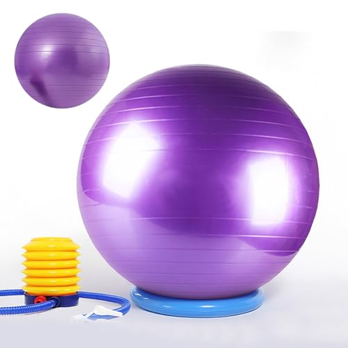 SRNSAEB Core Ball Chair for Your Office with Replacement Ball, Workout Ball Home Gym/Balance Ball Desk Chairs for Adults, to Fitness Yoga Pregnancy(Purple,65cm(25 3/5in))