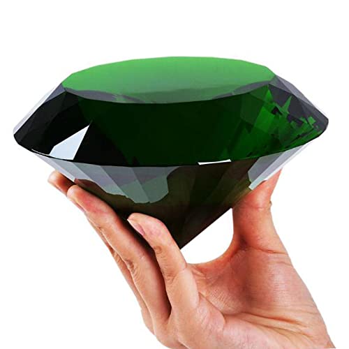 Huge Color Crystal Diamond Paperweight Quartz Crafts Home Wedding Party Decoration Ornaments Figurines Glass Miniature Gifts,Green,150mm