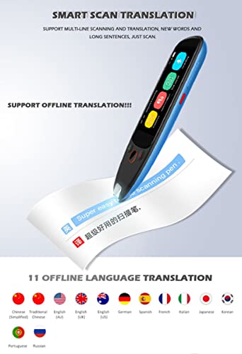 Real Time Scanning Dictionary Pen 112 Language Translation Reading Pen 3.5 Inch Screen Foreign Language Voice Translator Offline WiFi Electronic Dictionary Translate Devi,B