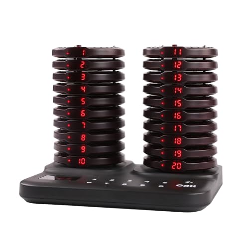 AGJ Restaurant Pager System Wireless 20 Coaster Beeper Guest Customer Queue Buzzer for Food Truck Church Nursery Clinic Coffee Shop