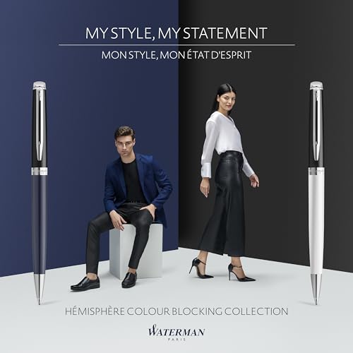 Waterman Hémisphère Rollerball Pen | Black & Blue Lacquer with Palladium Coated Trim | Fine Point | Black Ink | Gift Box