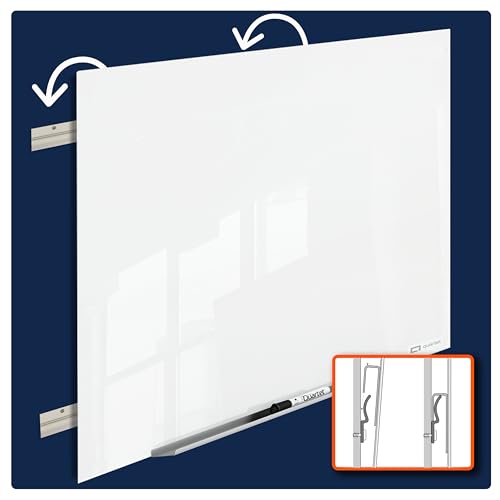 Quartet Magnetic Dry Erase Board, 72" x 48" Glass White Board for Wall, Frameless, InvisaMount, White (Q25F03IMW)