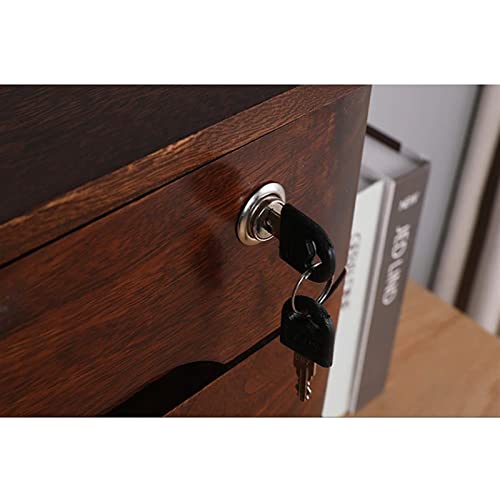 EliteBloom Flat File Cabinet Storage, Desktop Drawer Cabinet, Rustic Dresser, Wooden Desktop Storage Box with Lockable Drawers, Office Supplies A4/Receipt File Organizer, Solid Wood,A