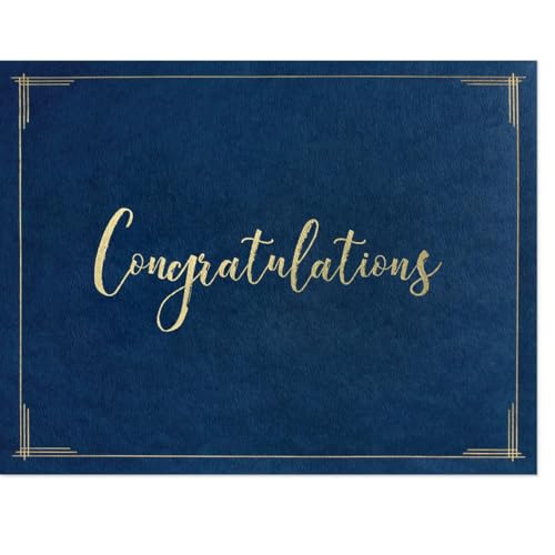 PaperDirect Congratulations Certificate Jackets, 9 Inches x 12 Inches Folded, Blue with Gold Foil, Certificate Cover for School, Work, Diplomas, Graduation & Awards, Certificate Holder, 50 Count