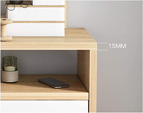 UINGBPXT Bookcase Wood Desktop Bookshelf with Drawer Free Style Display Shelf Rack Multilayer Desk Organizer for Home and Office Supplies Bookcase High Capacity, 100cm, Natural1