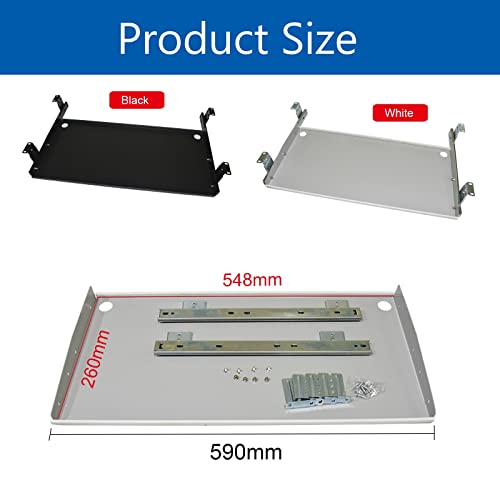GAZOGJ Desk Steel Keyboard Tray Support Shelf - Sliding Under Desk - Keyboard Platform with Drawer Slide - Adjustable Height, Suitable for Most Desks and Study Desks,Black/Light,Black-590mm x 548mm
