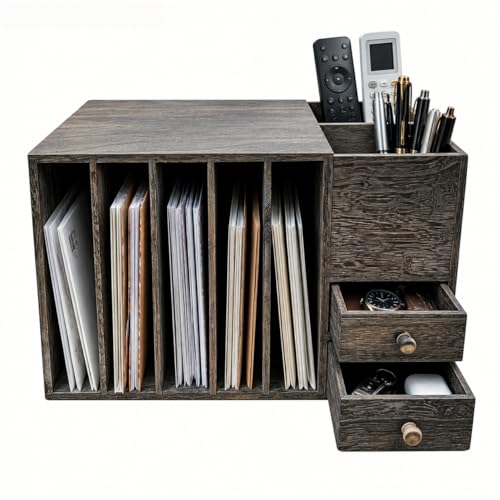 Gphudpzdl Wooden Desktop Mail Sorter, Mail Organizer, Dark Brown