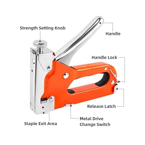Oil-Free Pneumatic Staple Gun 4 in 1 Staple Gun Kit U-Shaped Nail Gun Heavy Duty Staple Gun with Stapler Remover and 1200pcs Staples Home Upholstery Tools