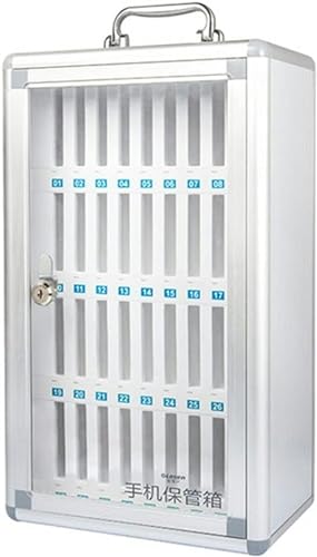 Pocket Chart Cell Phones Storage Cabinet, Aluminum Alloy Phone Lockbox for Can Be Carried by Hand for Office Classroom Student Cell Phone Safe Deposit Box (Color : Silver, Size : 48)-1