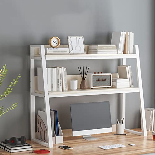 hezhuhe2258 Book Shelf Desktop Bookshelf Wooden Organizer Shelf Storage, PC Desk Shelves Rack, Home Decor, 2-Tier, White(L 95cmxW 32cmxH 90cm)