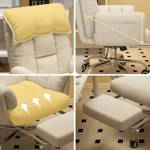 Ergonomic Executive Office Chair Home Office Desk Chairs Adjustable Height Reclining Swivel Chair with Arms Comfy Ergonomic Lazy Sofa Computer Chairs with Wheels(/Gray,with Foot Rest)
