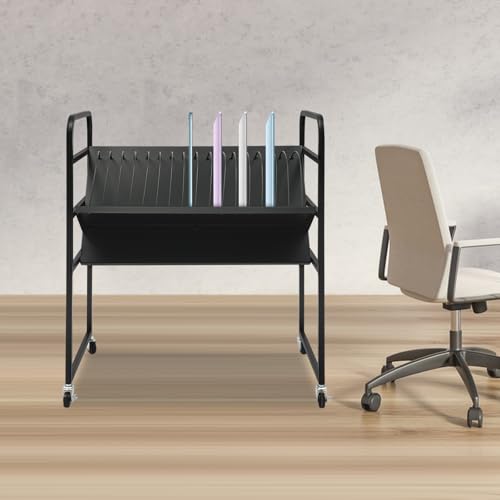HIFMGHE 16-Device Mobile Open Storage Cart,Tablet and Laptop Open Charging Cart, Mobile Charging Station with Wheels and Handle, Devices up to 14 inch, for Schools Offices Classrooms