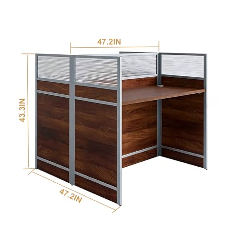 LYDMTSW Office Cubicle Desk, 4 Person Modern Office Workstation Desk with Privacy Partition Staff Table with Cable Management, Modular Office Cubicles Workstations (47.2" Double Computer Desk)