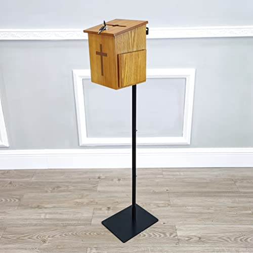 FixtureDisplays® MDF Donation Box Floor Stand Lobby Foyer Tithes & Offering Suggestion Collection Ballot Box 11065+10885