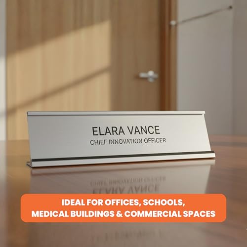 2" x 8" Aluminum Office Desk Nameplate Sign Holder (Silver) 10 Pack