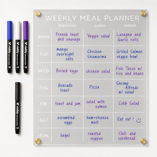 Visibly Weekly Meal Planner Dry Erase Board, 14 x 15