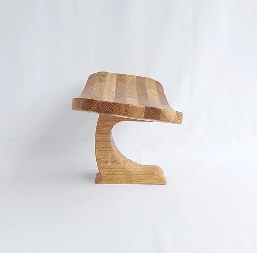 SFYVNC Modern Solid Wood Footstool, Curved Ergonomic Design Foot Rest, Natural Oak Foot Stool for Living Room Bedroom Office, Durable Single Person Footrest