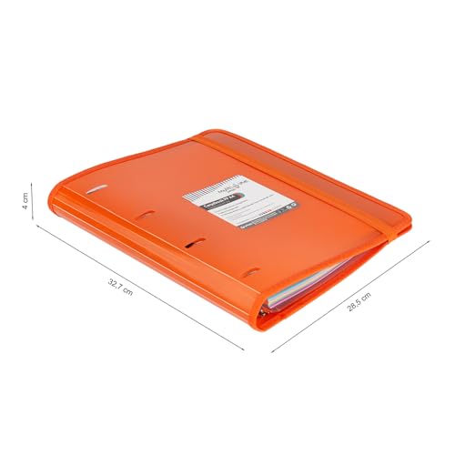 Grafoplás 88100052. Folder 4 Rings with Refill and Separators, A4, Orange, Striped Polypropylene, Multiline Carpebook