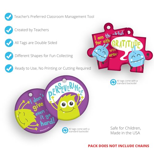 Brag Tags Build & Support Good Character Traits & Behavior in Kids & School Students Monthly Character Value Pack: 500 Brag Tags (50 for Each Design)