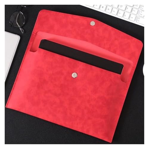PU leather document pouch, Leather Envelope Document Holder File Folder A4 Business Briefcase Multicolor 330x240mm Pack of 3(Red)