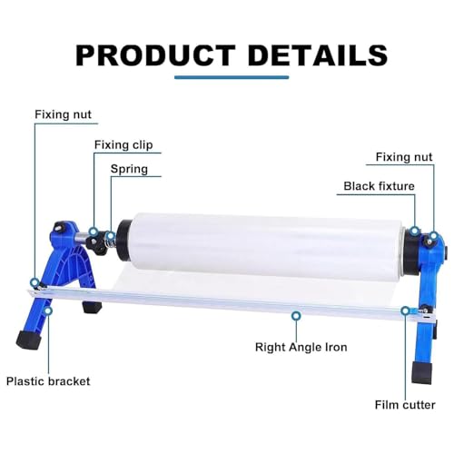 Table Stretch Film Dispenser with 50cm Wide Transparent Stretch Film, Manual Pallet Wrapper, 2 Installation Methods for Logistics and Transportation, Parcel Packaging