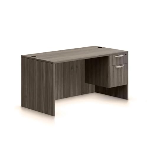 GOF Office Desk Executive Computer Workstation with Hanging Box/File Pedestal, Grommets, Durable Laminate– Modern Commercial Desk for Home Office, Work, or Study (Artisan Gray, 60" W x 30" D)