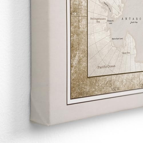 Canvas World Map with Cork Pin Board - English Lettering - Decorative Wall Decoration for All Rooms - Canvas Pictures with World Map Motif (90x60 cm, Pattern 25)