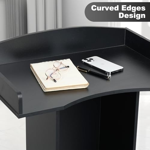 BEQUZON Black Podium Stand for Lectern, Presentation, Church, Classroom, Shelf Adjustable