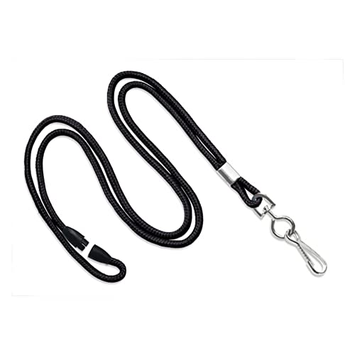ID Zone Black Round Braid, Break-Away, Swivel Hook, 1/8" Wide (500 Pack) (2137-2001)