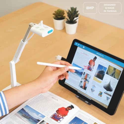 OKIOLABS OKIOCAM S2-4K Ultra HD 8MP USB Document Camera for Teachers & Classrooms with OKIOPoint AI-Tracking, Capture Near-Ledger Size, Great in Low Light, Support Mac, USB-C iPad, Interactive Display