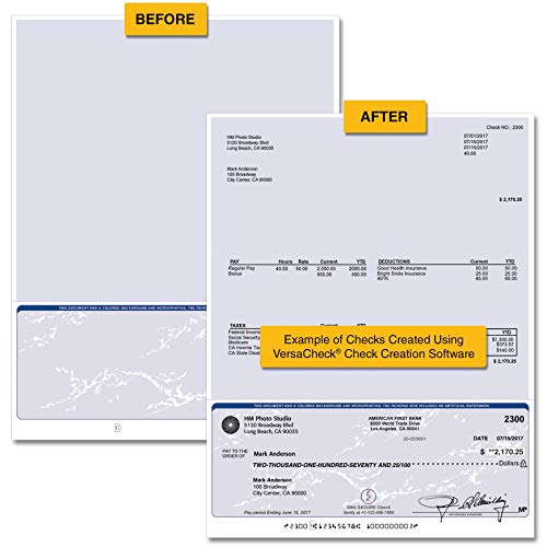 VersaCheck Secure Checks - 1000 Blank Business Voucher Checks - Blue Prestige - 1000 Sheets Form #1002 - Check on Bottom