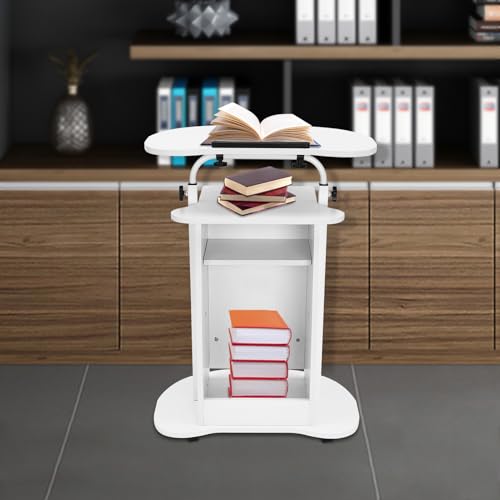 Portable Lectern Podium Stand Mobile Podium Stand Sit-to-Stand Laptop Cart